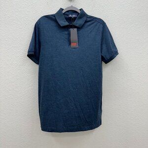 Merino Tech Superfine Wool Short Sleeve Blue Knit Polo Shirt Mens size Large NEW